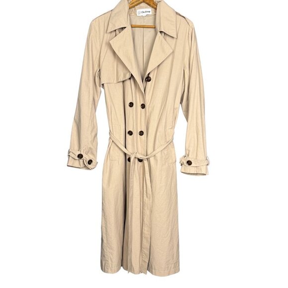The Drop Womens Minimalist Classic Beige Trench Coat, Spring Jacket - Picture 3 of 6